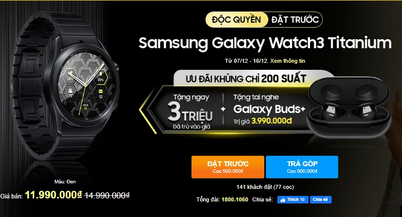 Samsung Galaxy Watch 3 Titanium liệu có là chiếc đồng hồ thông minh đáng mua ở Thế giới di động trong dịp cuối năm?