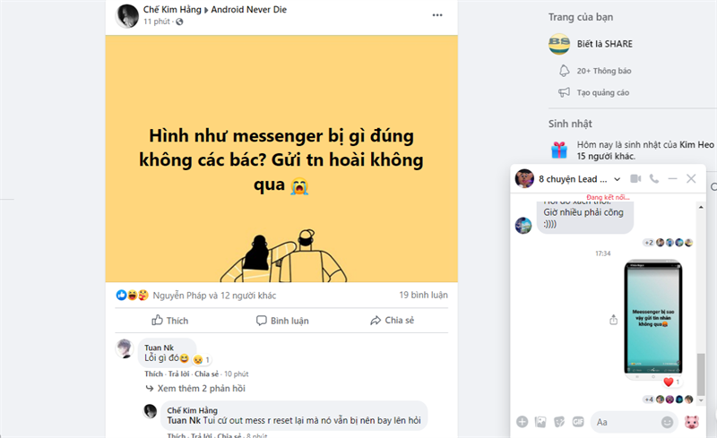 Facebook Messenger tại Việt Nam gặp lỗi, nhiều người dùng than trời vì không thể gửi được tin nhắn, bạn có bị trạng này?