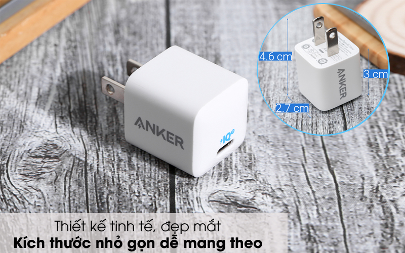 Adapter Sạc Type C PD 20W Anker PowerPort III Nano A2633 trắng Adapter Sạc Type C PD 20W Anker PowerPort III Nano A2633 trắng