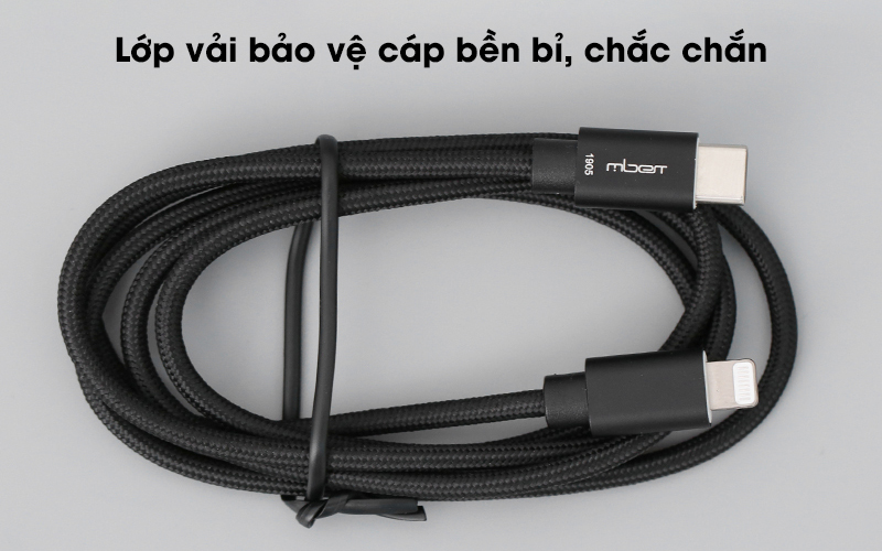 Cáp Type C - Lightning MFI 1m Mbest DS640-WB đen Cáp Type C - Lightning MFI 1m Mbest DS640-WB đen