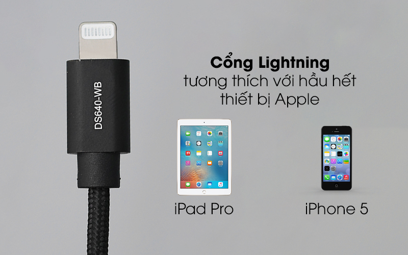 Cáp Type C - Lightning MFI 1m Mbest DS640-WB đen Cáp Type C - Lightning MFI 1m Mbest DS640-WB đen