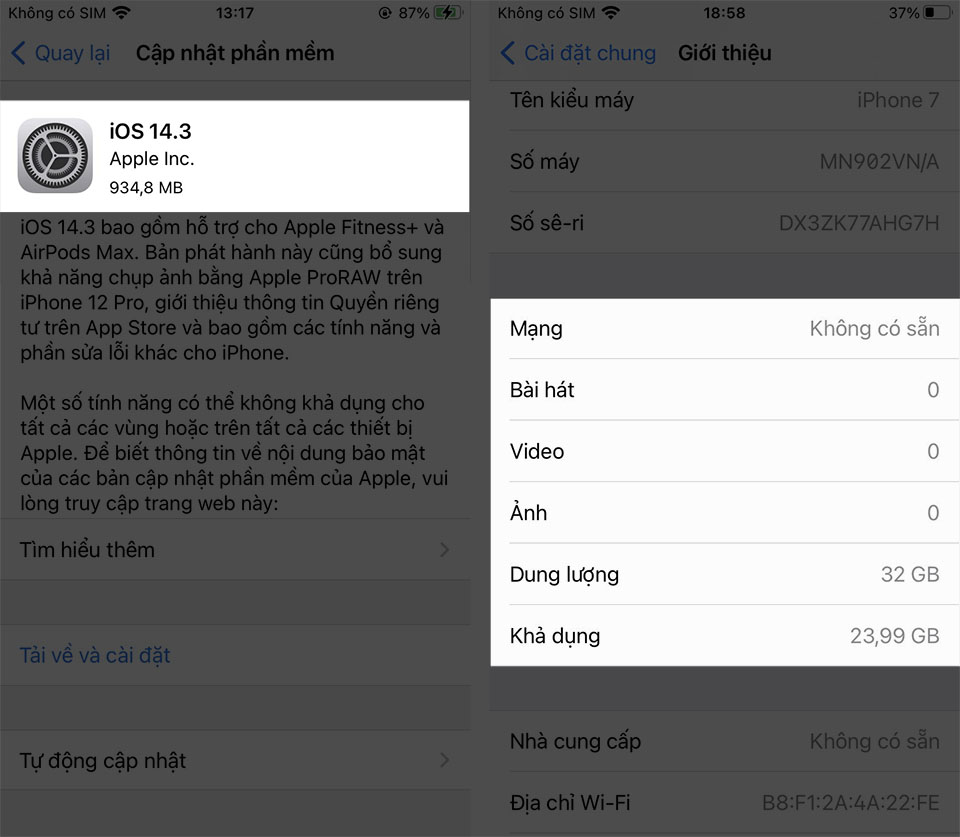 Cập nhật iPhone 7 lên iOS 14.3 Cập nhật iPhone 7 lên iOS 14.3