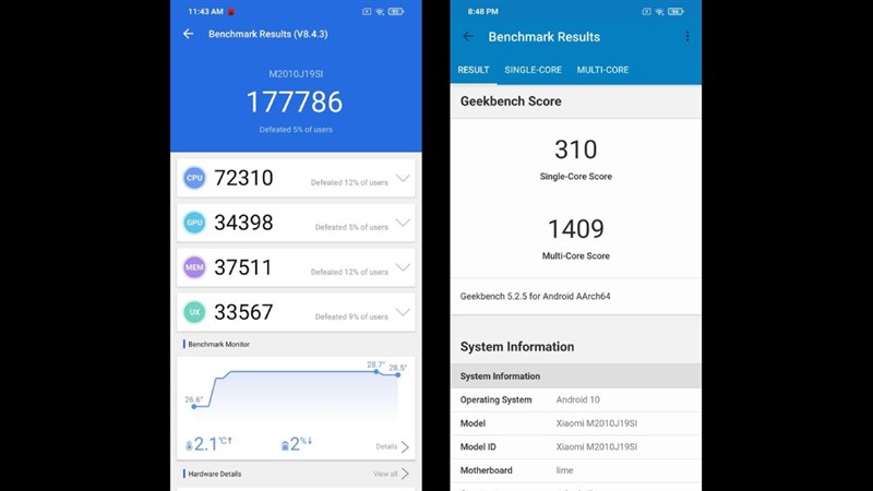 Điểm Geekbench của Redmi Note 9 Power Điểm Geekbench của Redmi Note 9 Power