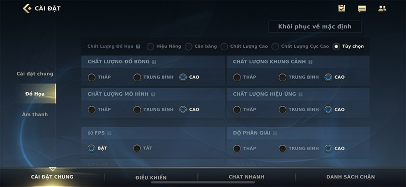 Thiết lập Tốc Chiến