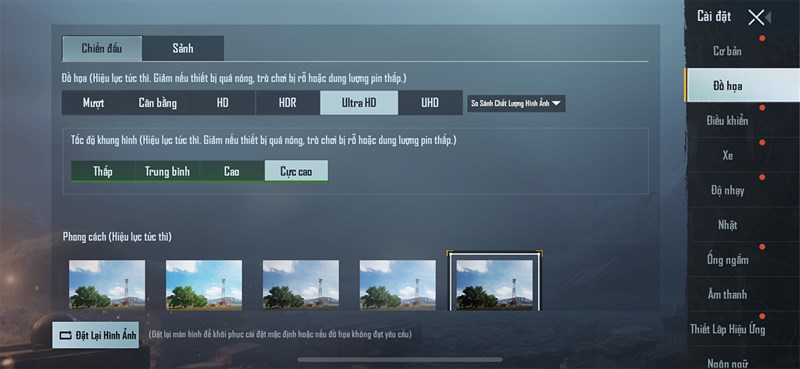 Thiết lập cấu hình PUBG Mobile trên iPhone XR