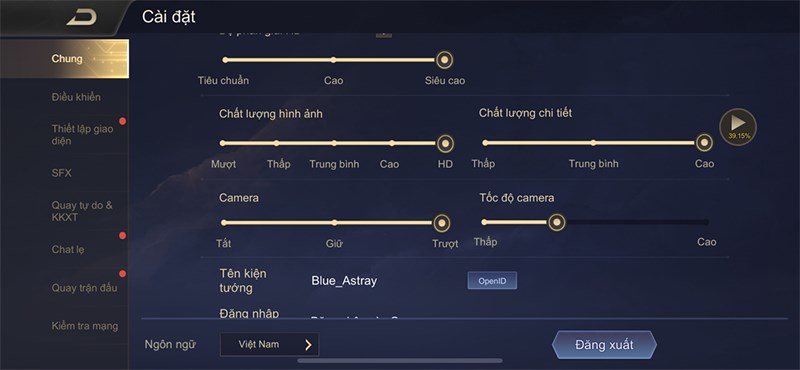 Thiết lập Liên Quân Mobile