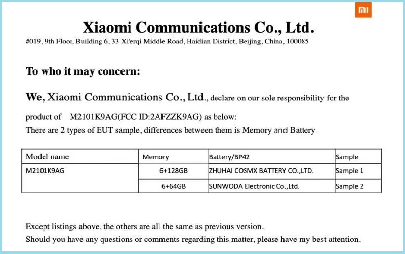 Xiaomi Mi 11 Lite xuất hiện tại FCC, hé lộ một vài thông số kỹ thuật chính: Pin hơn 4.200mAh, hỗ trợ sạc nhanh 33W Xiaomi Mi 11 Lite xuất hiện tại FCC, hé lộ một vài thông số kỹ thuật chính: Pin hơn 4.200mAh, hỗ trợ sạc nhanh 33W