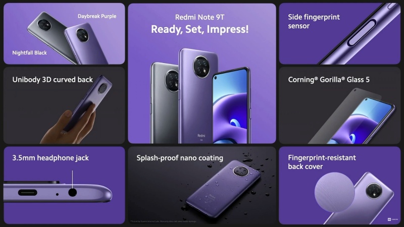 Redmi Note 9T 5G có màn hình đục lỗ và được phủ kính cường lực Corning Gorilla Glass 5 Redmi Note 9T 5G có màn hình đục lỗ và được phủ kính cường lực Corning Gorilla Glass 5