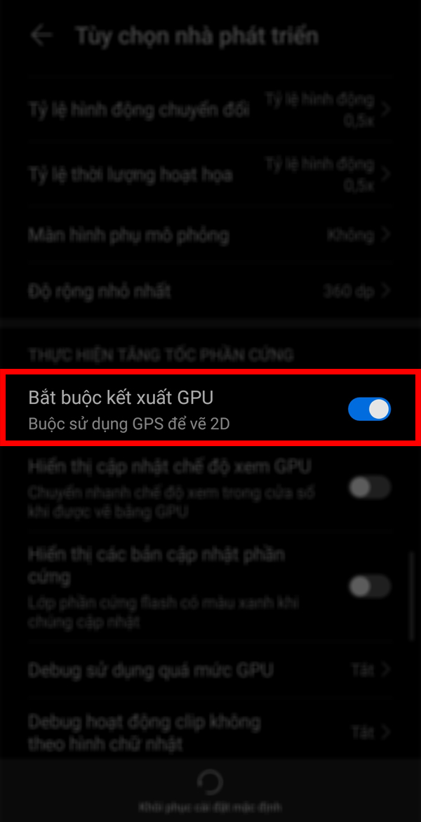 Bắt buộc kết xuất GPU Bắt buộc kết xuất GPU