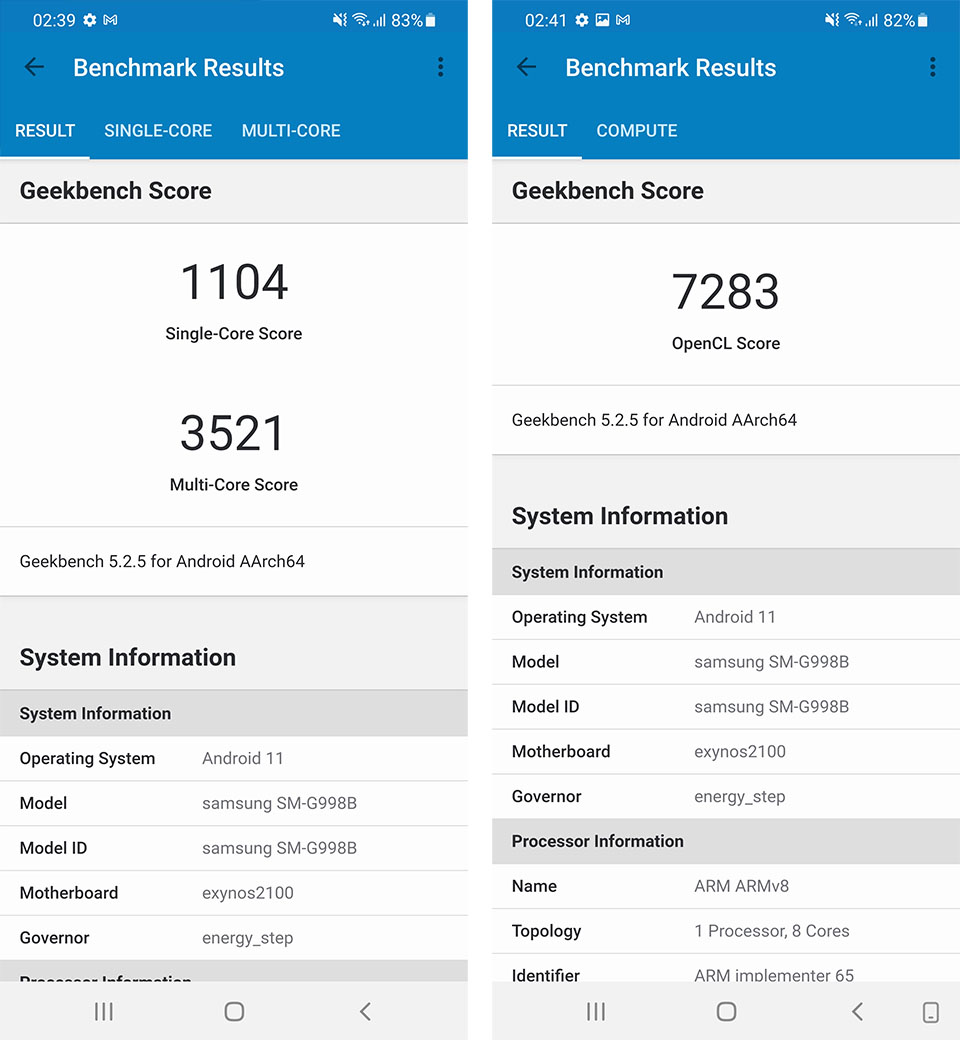 Test CPU và hiệu năng của Galaxy S21 Ultra 5G bằng Geekbench 5