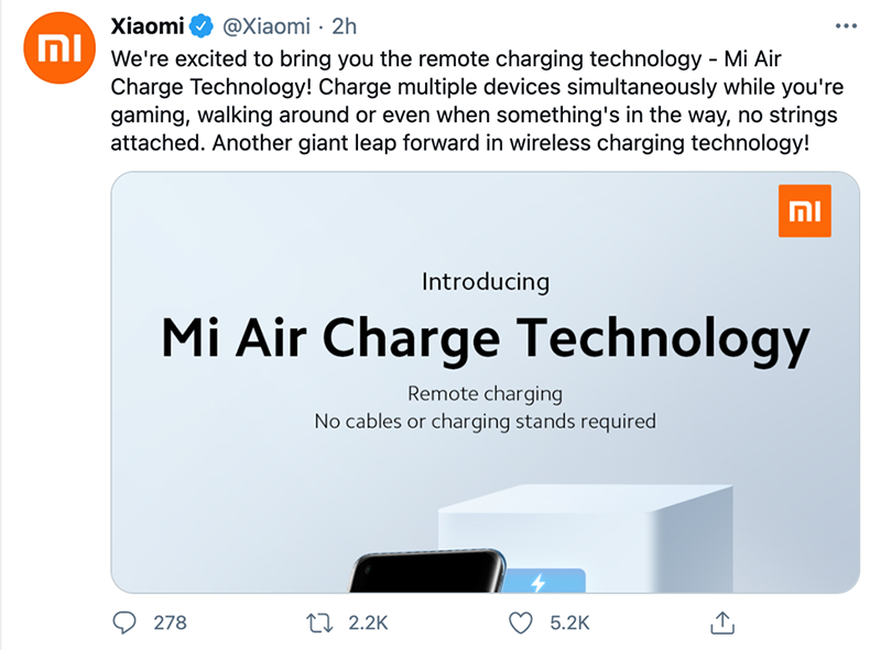 Xiaomi cho ra mắt Mi Air Charge