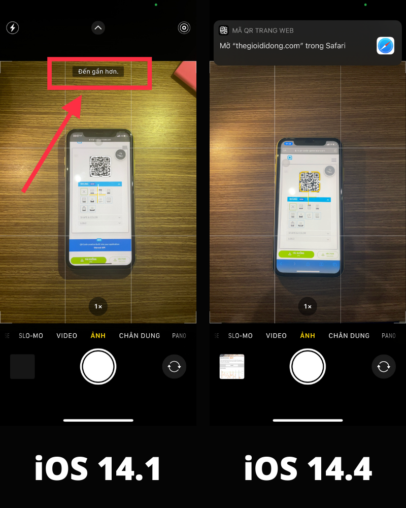 Tính năng quét mã QR Code với kích thước nhỏ trên iPhone 12 chạy iOS 14.4. Tính năng quét mã QR Code với kích thước nhỏ trên iPhone 12 chạy iOS 14.4.