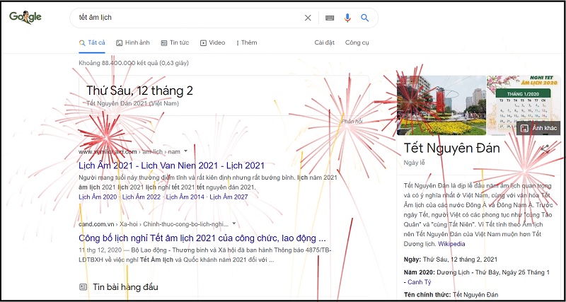  Tết 2021, Facebook đổi logo 'chú trâu và đào', Google 'bắn pháo hoa'