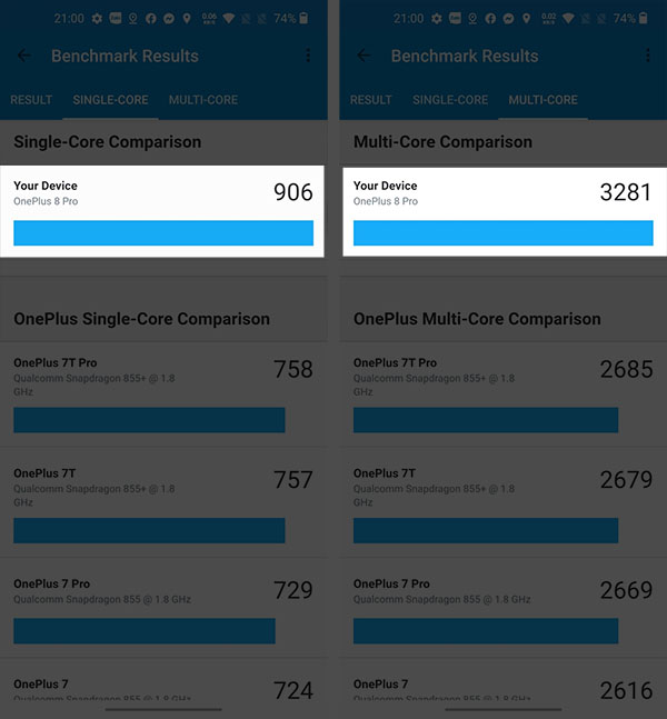 Điểm GeekBench 5 trên chiếc OnePlus 8 Pro 5G. Điểm GeekBench 5 trên chiếc OnePlus 8 Pro 5G.