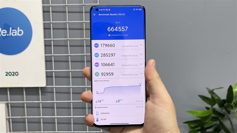 Điểm AnTuTu của Mi 11 - Ảnh: Relab Điểm AnTuTu của Mi 11 - Ảnh: Relab