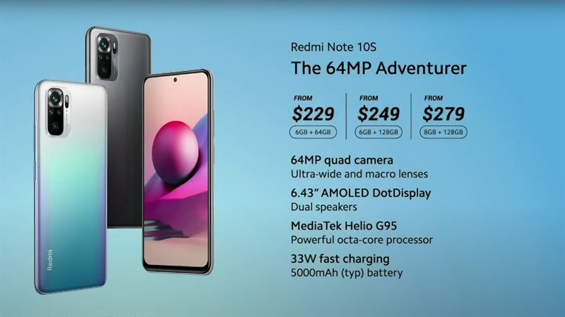 Giá bán của Xiaomi Redmi Note 10s Giá bán của Xiaomi Redmi Note 10s