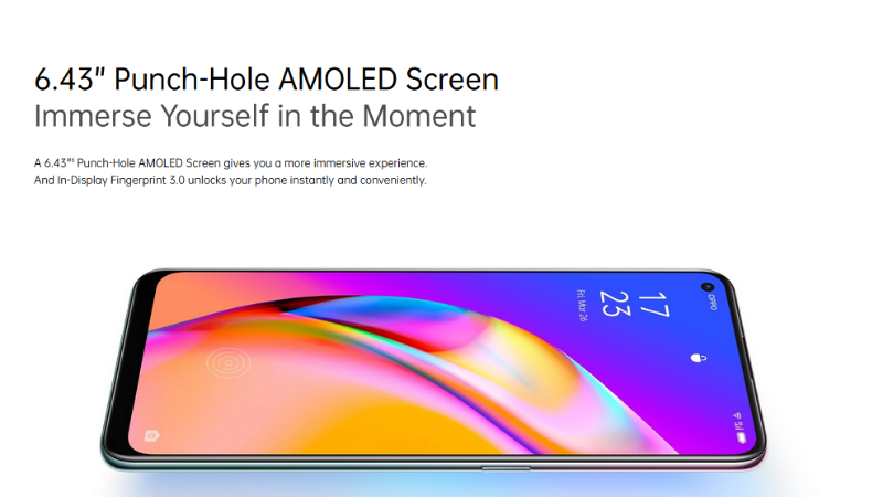 OPPO A94 sở hữu màn hình với thiết kế 'đục lỗ' quen thuộc. (Nguồn: OPPO UAE). OPPO A94 sở hữu màn hình với thiết kế 'đục lỗ' quen thuộc. (Nguồn: OPPO UAE).
