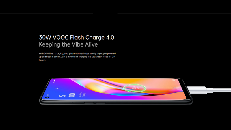 OPPO A94 được trang bị công nghệ sạc nhanh VOOC 30W, giúp bạn tiết kiệm được kha khá thời gian đó. (Nguồn: OPPO UAE). OPPO A94 được trang bị công nghệ sạc nhanh VOOC 30W, giúp bạn tiết kiệm được kha khá thời gian đó. (Nguồn: OPPO UAE).