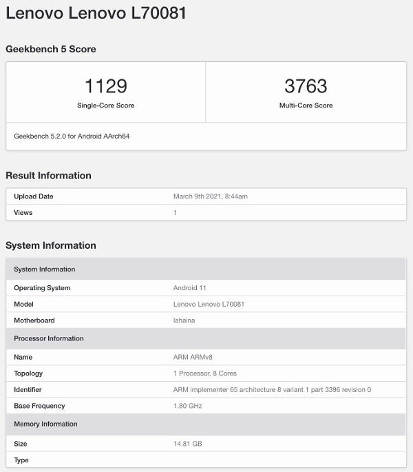 Lenovo Legion 2 Pro Geekbench Lenovo Legion 2 Pro Geekbench