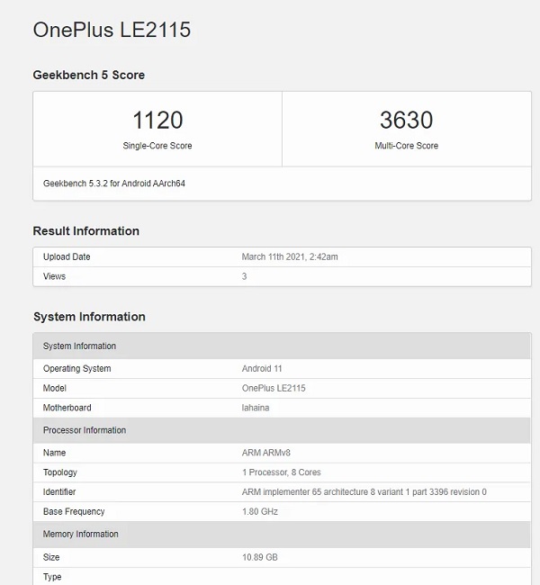 OnePlus 9 Pro Geekbench OnePlus 9 Pro Geekbench