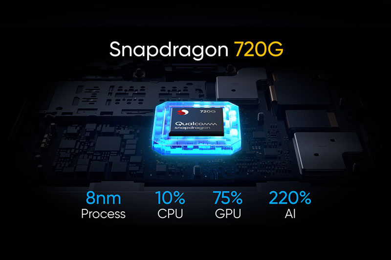 Snapdragon 720G được sản xuất trên tiến trình 8 nm, có 8 nhân được sắp xếp theo định dạng 2 + 6. (Nguồn: Qualcomm). Snapdragon 720G được sản xuất trên tiến trình 8 nm, có 8 nhân được sắp xếp theo định dạng 2 + 6. (Nguồn: Qualcomm).