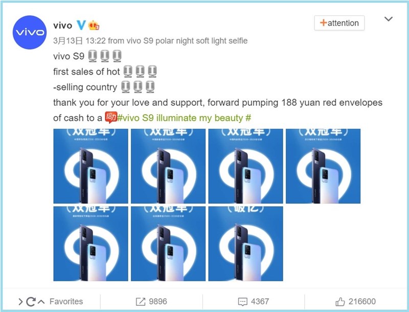 Vivo S9 5G với chip Dimensity 1100, giá hơn 10 triệu đạt doanh thu hơn 356 tỷ đồng chỉ sau 9 giây mở bán Vivo S9 5G với chip Dimensity 1100, giá hơn 10 triệu đạt doanh thu hơn 356 tỷ đồng chỉ sau 9 giây mở bán