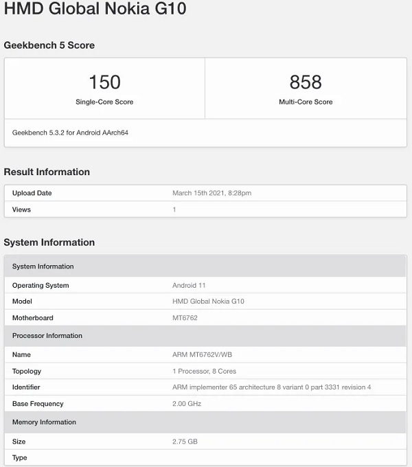 Hiệu năng Nokia G10 Hiệu năng Nokia G10