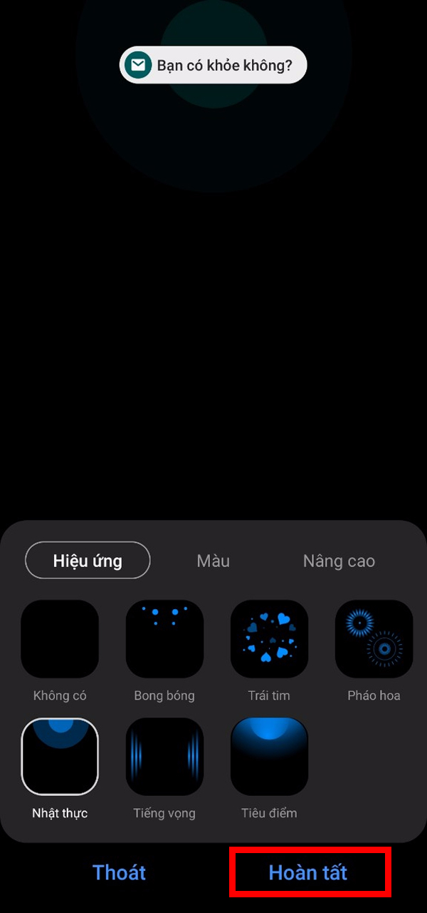 Cài đặt hiệu ứng thông báo 