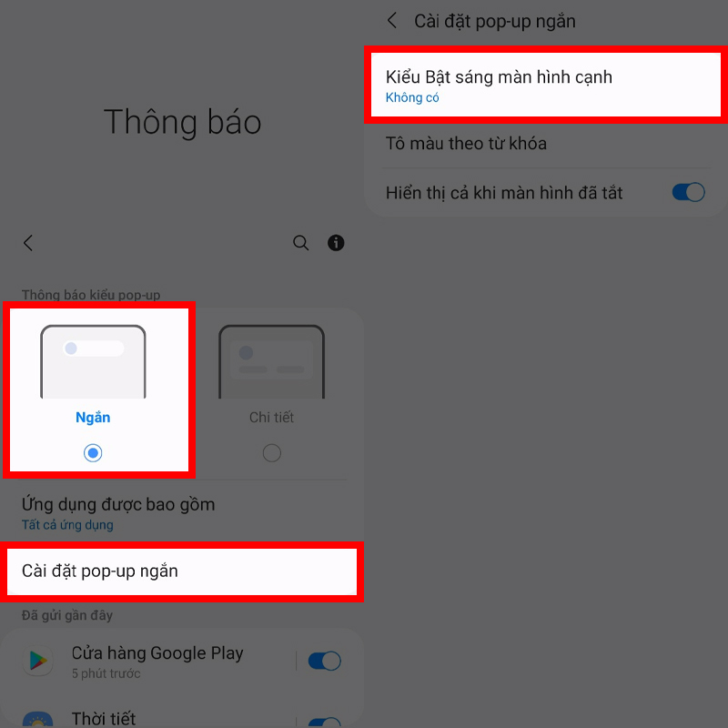 Cài đặt hiệu ứng thông báo 