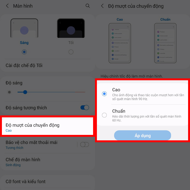Thay đổi tần số quét màn hình