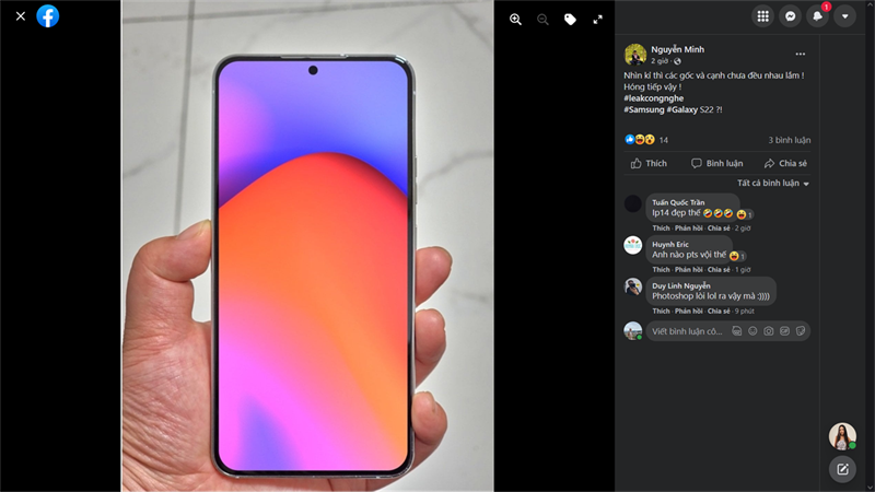 Hình ảnh rò rỉ mặt trước của Galaxy S22. Nguồn: LEAK Tech VN. Hình ảnh rò rỉ mặt trước của Galaxy S22. Nguồn: LEAK Tech VN.