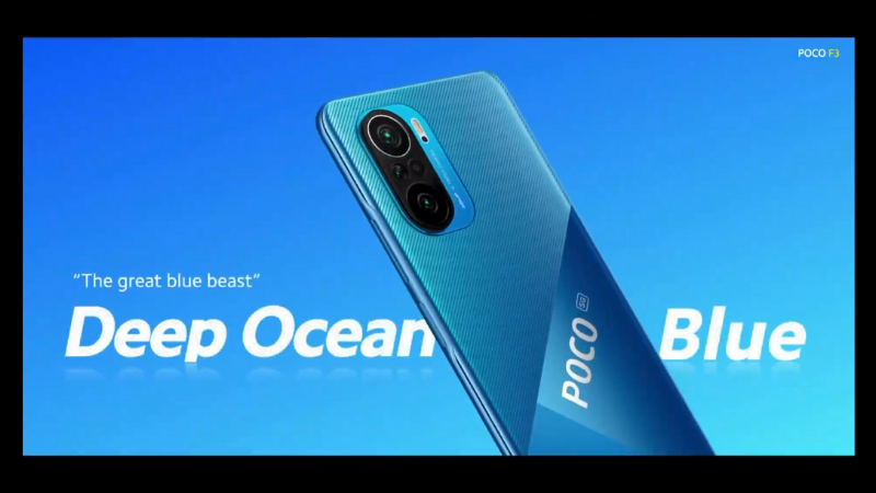 POCO F3 phiên bản màu xanh dương. POCO F3 phiên bản màu xanh dương.