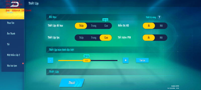 Các mức đồ họa trong game Zing Speed Mobile mà Vsmart Star 5 tùy chỉnh được. Các mức đồ họa trong game Zing Speed Mobile mà Vsmart Star 5 tùy chỉnh được.