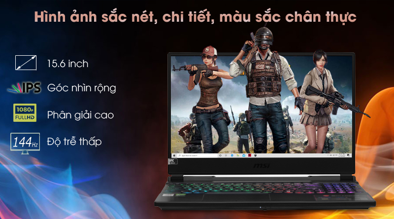 Màn hình FULL HD cho trải nghiệm siêu nét trên MSI GL65 Leopard