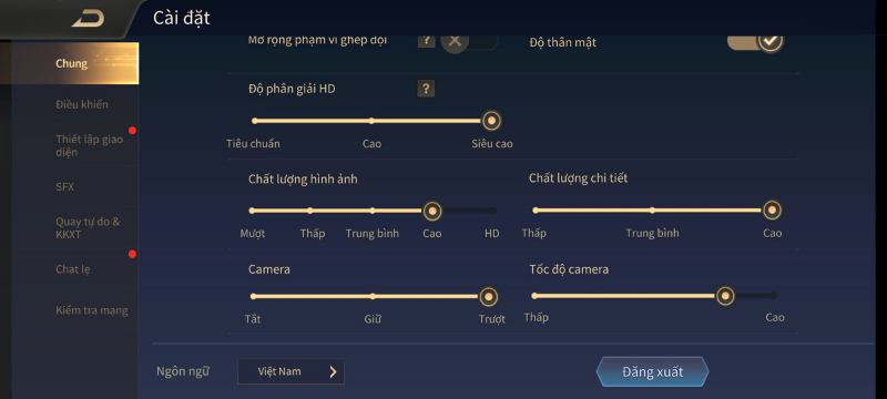 Các mức đồ họa trong game Liên Quân Mobile mà Galaxy A52 5G có thể chỉnh được. Các mức đồ họa trong game Liên Quân Mobile mà Galaxy A52 5G có thể chỉnh được.
