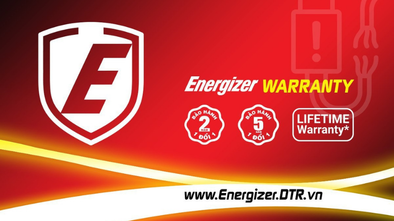 Các gói bảo hành của Energizer Bảo hành 2 năm 1 đổi 1, Bảo hiểm an toàn chống cháy nổ toàn cầu hay là Hỗ trợ Bảo hành điện tử - An toàn và tiện ích cho người dùng. (Nguồn: Energizer-DTR).