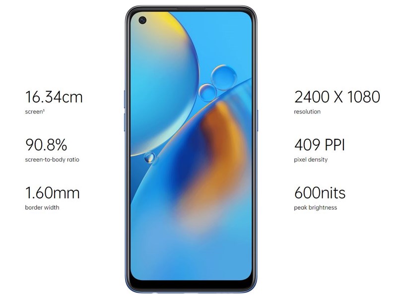 Các thông số màn hình trên OPPO F19.