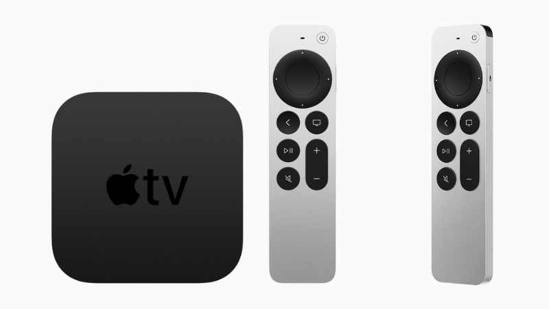 Thiết kế bên ngoài của Apple TV (bên trái) và điều khiển (ở giữa và bên phải). (Nguồn: Apple). Thiết kế bên ngoài của Apple TV (bên trái) và điều khiển (ở giữa và bên phải). (Nguồn: Apple).
