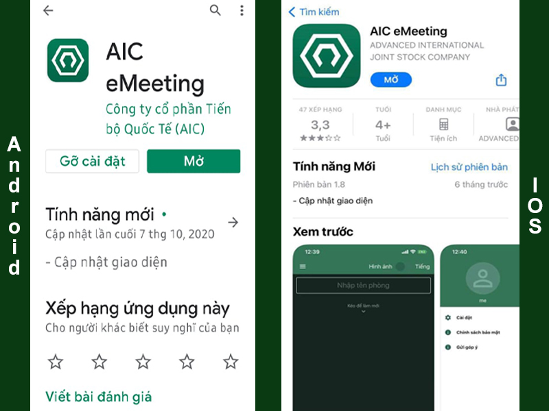 eMeeting trên thiết bị Android và IOS