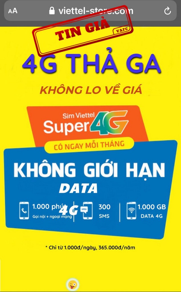 Website giả mạo Viettel rất tinh vi để bán SIM 4G, mọi người cẩn thận