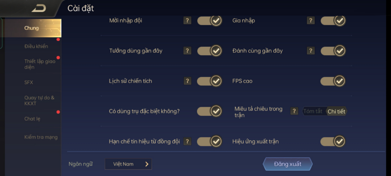 Thiết lập đồ họa trong game Liên Quân Mobile...