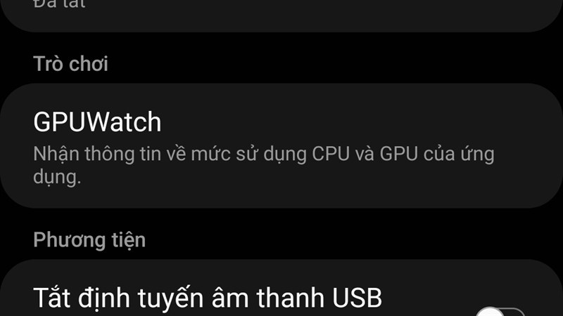 Tùy chọn nhà phát triển Samsung Tùy chọn nhà phát triển Samsung