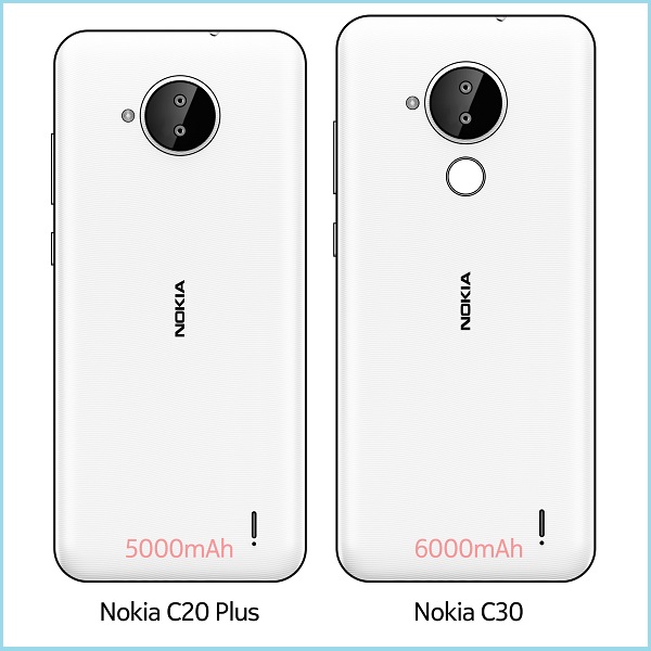 Nokia C20 Plus và Nokia C30 lộ thiết kế mặt sau cùng dung lượng pin khủng không thua kém dòng Galaxy M của Samsung