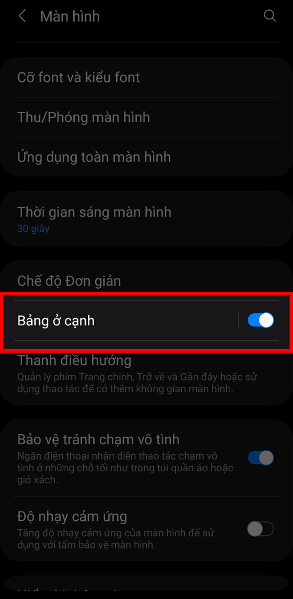 Sử dụng thanh cạnh