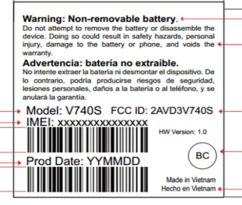 Thông tin Vsmart One từ FCC Thông tin Vsmart One từ FCC