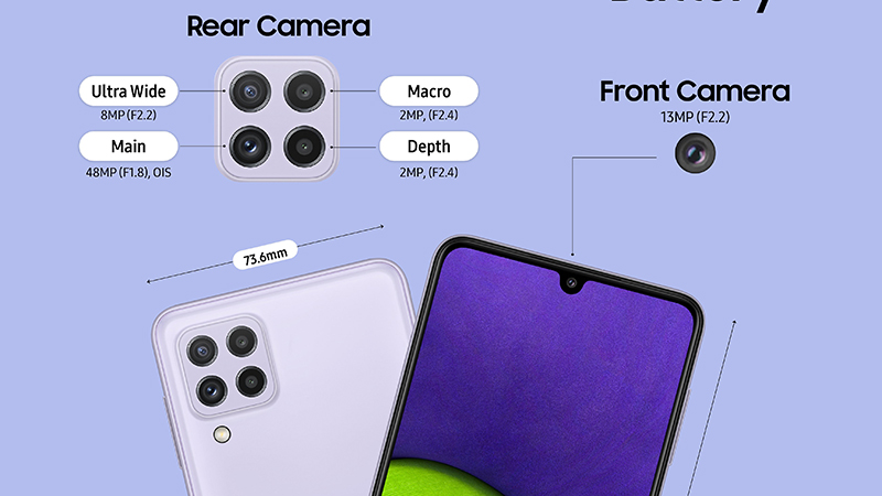 Samsung Galaxy A22 có 4 camera chất lượng với camera chính 48 MP Samsung Galaxy A22 có 4 camera chất lượng với camera chính 48 MP