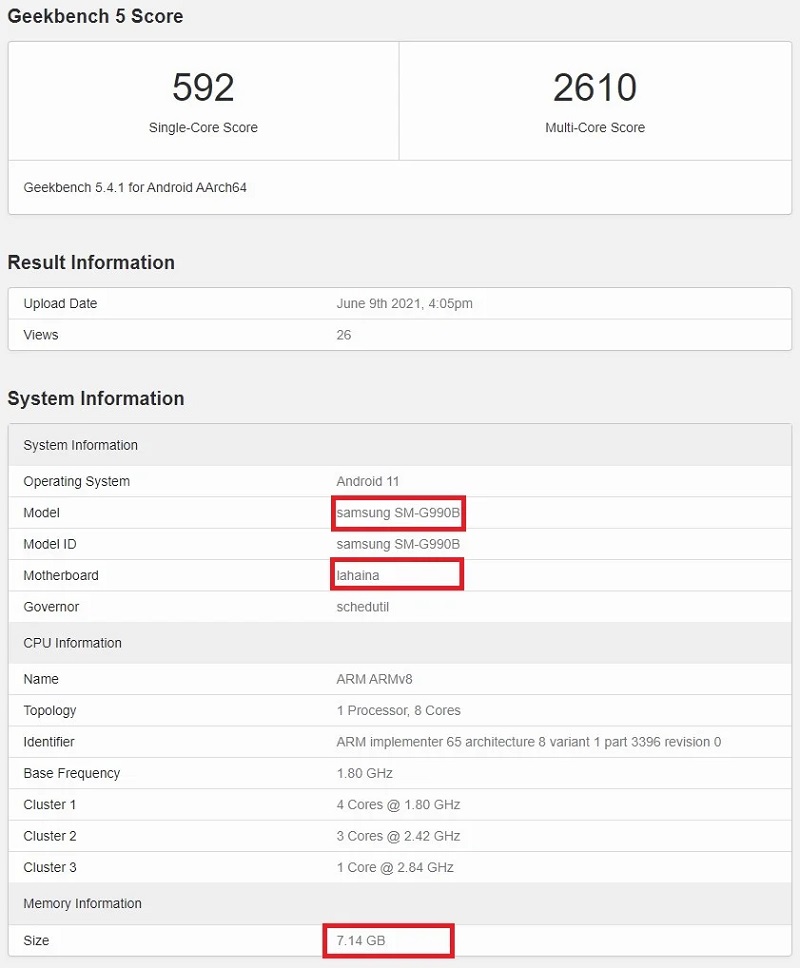 Samsung Galaxy S21 FE xuất hiện trên cơ sở dữ liệu của Geekbench