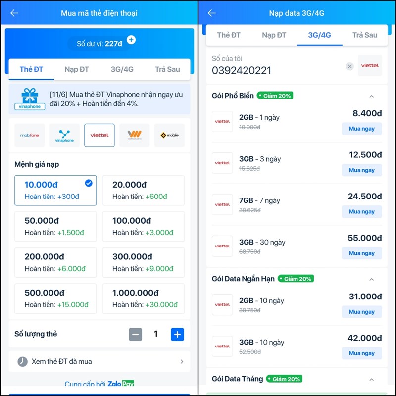 Nạp tiền điện thoại bằng Zalo siêu nhanh, siêu thuận tiện