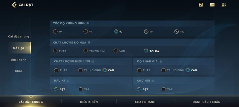 Setting game Tốc Chiến trên Vivo Y53s