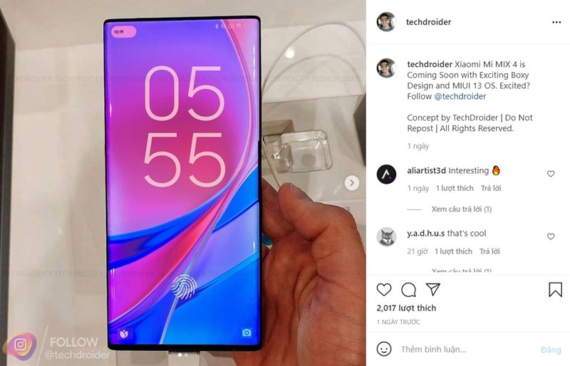 Mi MIX 4 lộ ảnh thực tế: Thiết kế vuông tràn cạnh, MIUI 13 tuyệt đẹp